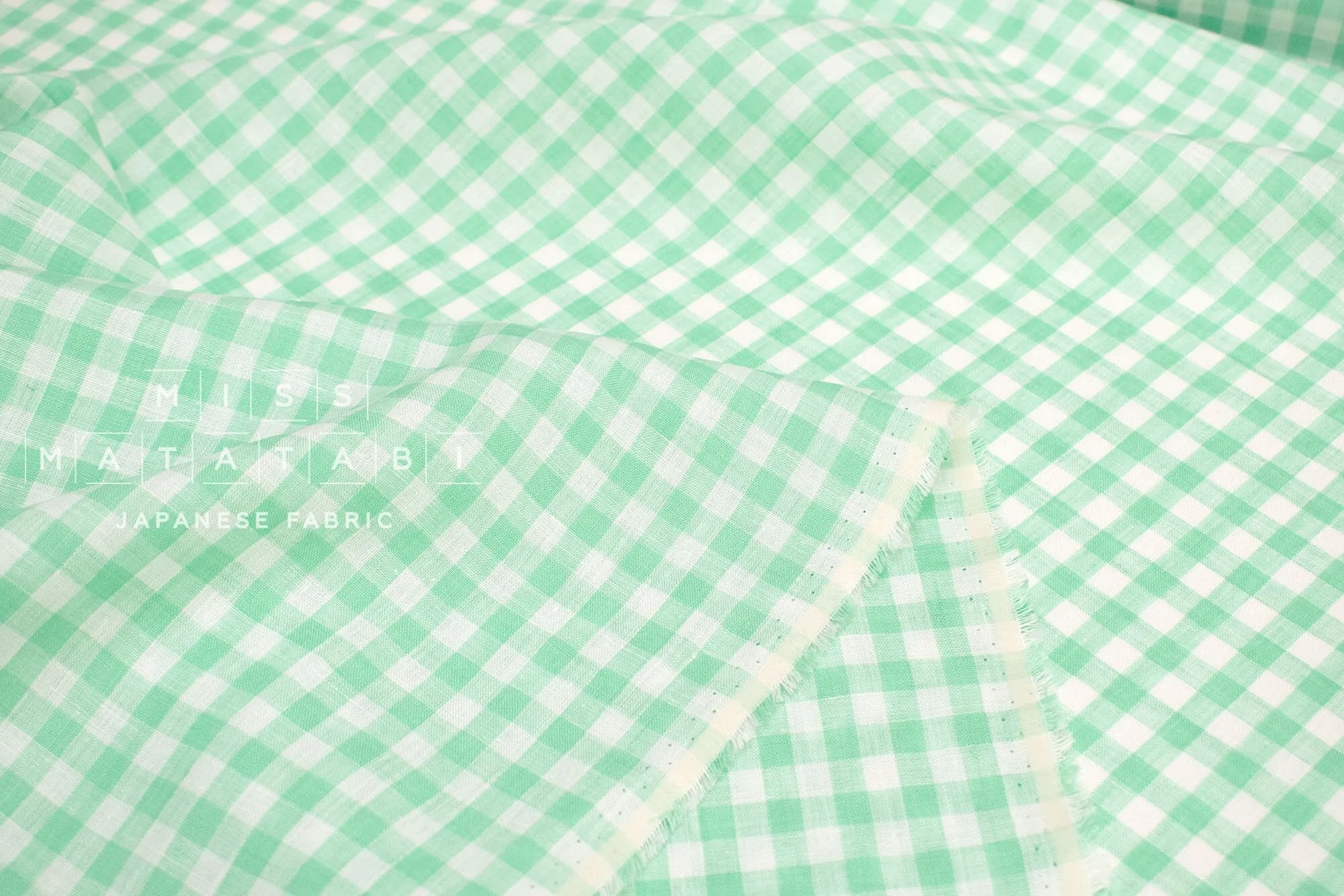 100% linen gingham - mint