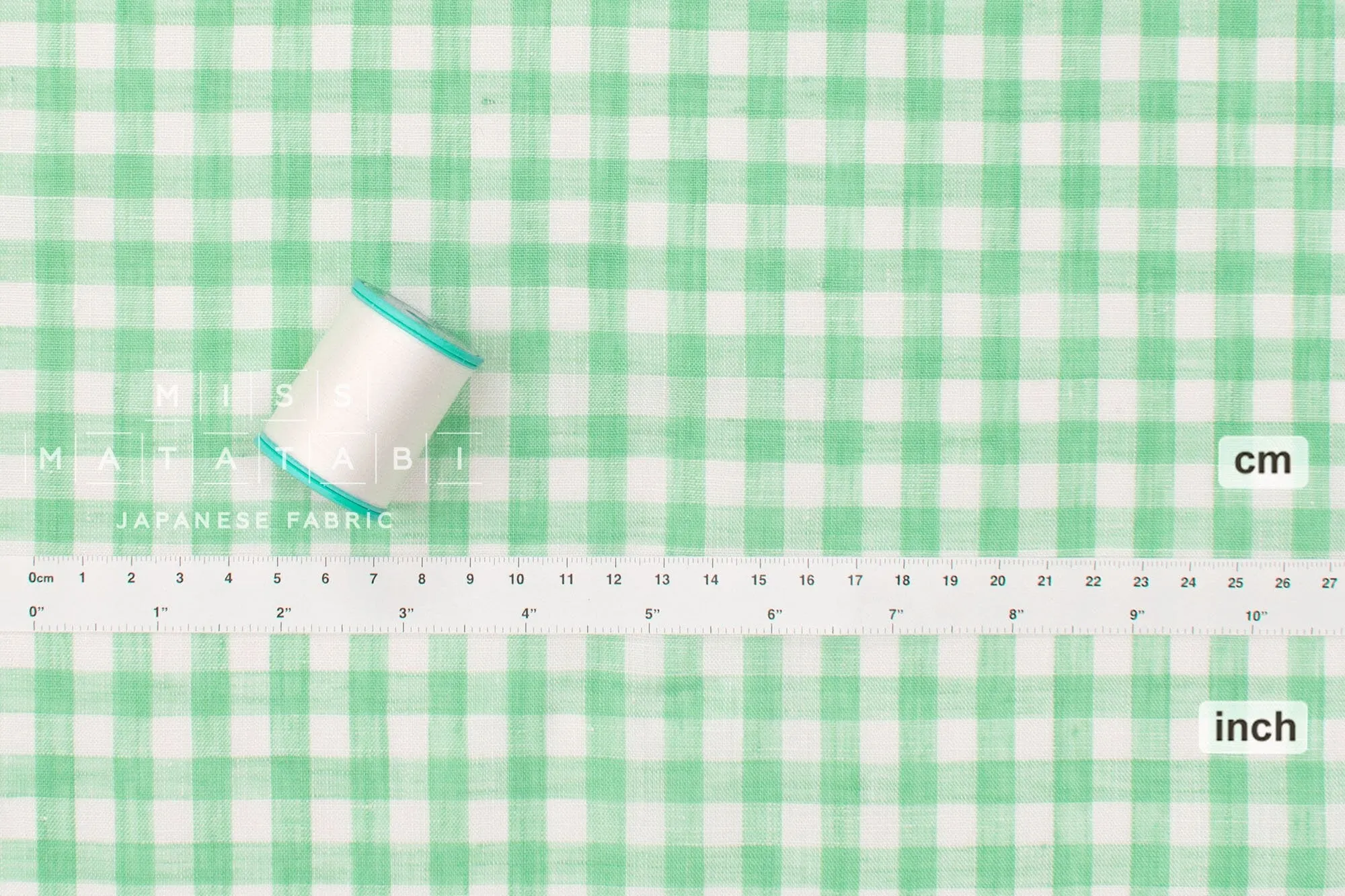 100% linen gingham - mint