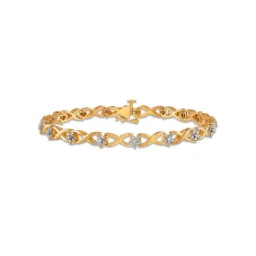 1/10 CTW Diamond 7-inch Infinity Tennis Bracelet in Yellow Gold Plated Sterling Silver