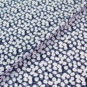 110CM REMNANT Navy Brushed Cotton - Floral - Fields of Flowers