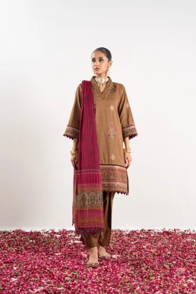 3 Pc Embroidered Glim Suit With Zari Lawn Dupatta