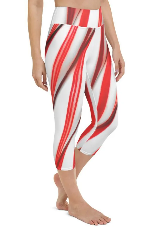 3D Candy Cane Yoga Capris