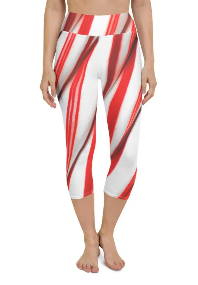 3D Candy Cane Yoga Capris