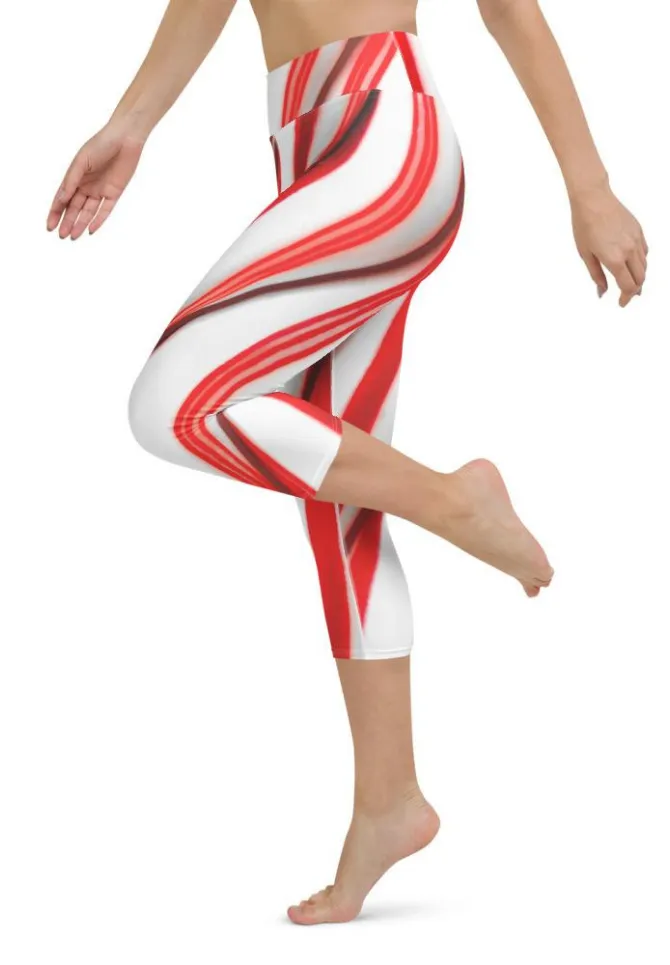 3D Candy Cane Yoga Capris