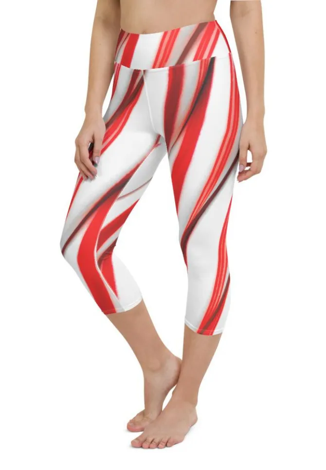 3D Candy Cane Yoga Capris