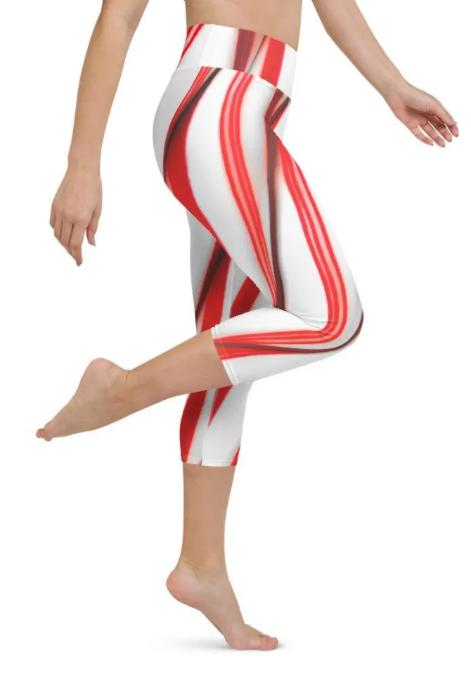 3D Candy Cane Yoga Capris