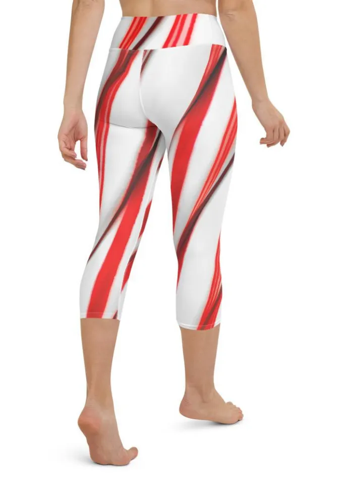 3D Candy Cane Yoga Capris