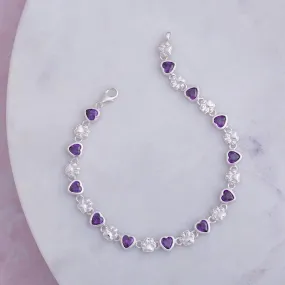 Amethyst Hearts & Paws Sterling Bracelet