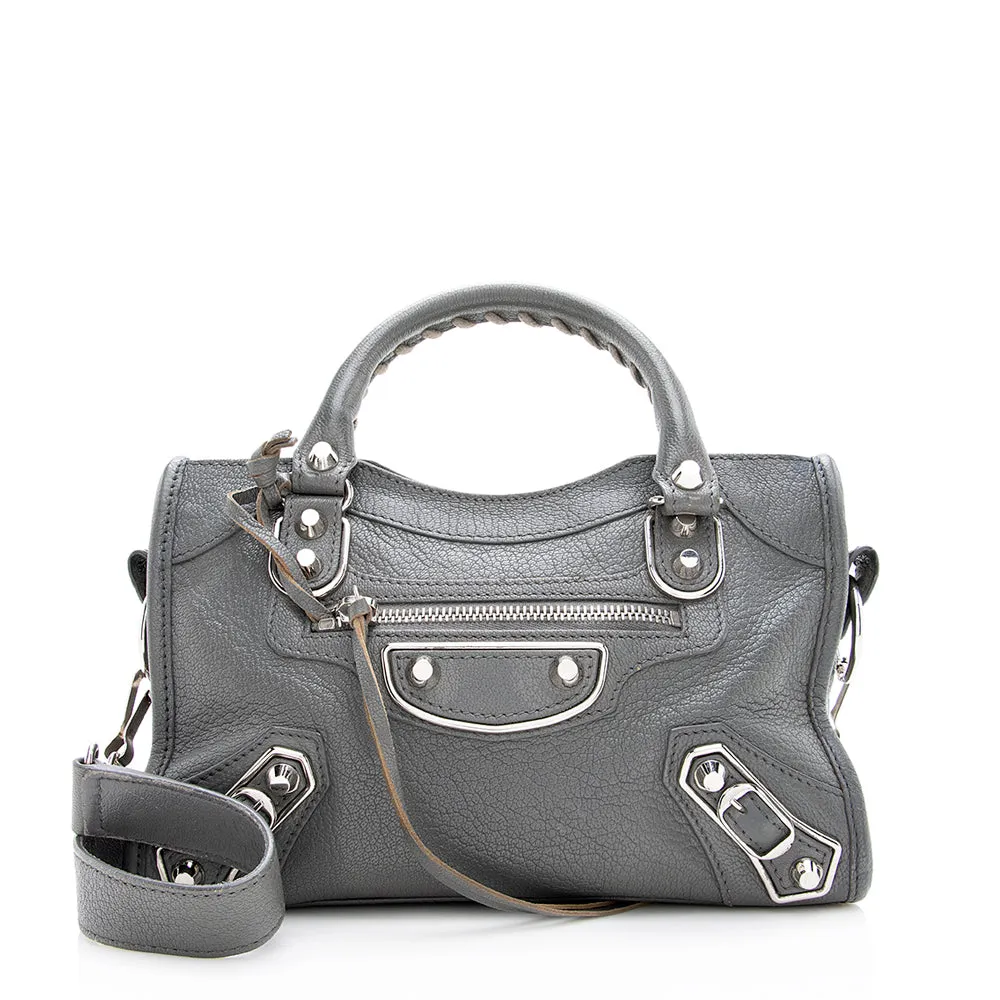 Balenciaga Chevre Metal Edge City Mini Satchel (SHF-18937)