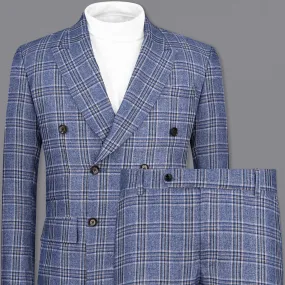 Bayoux Blue Plaid Double Breasted Suit