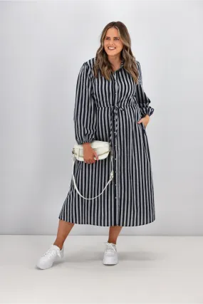 Boho Australia Alys Midi Dress Navy Stripe