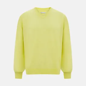 Bright Yellow Cashmere V-neck Jumper