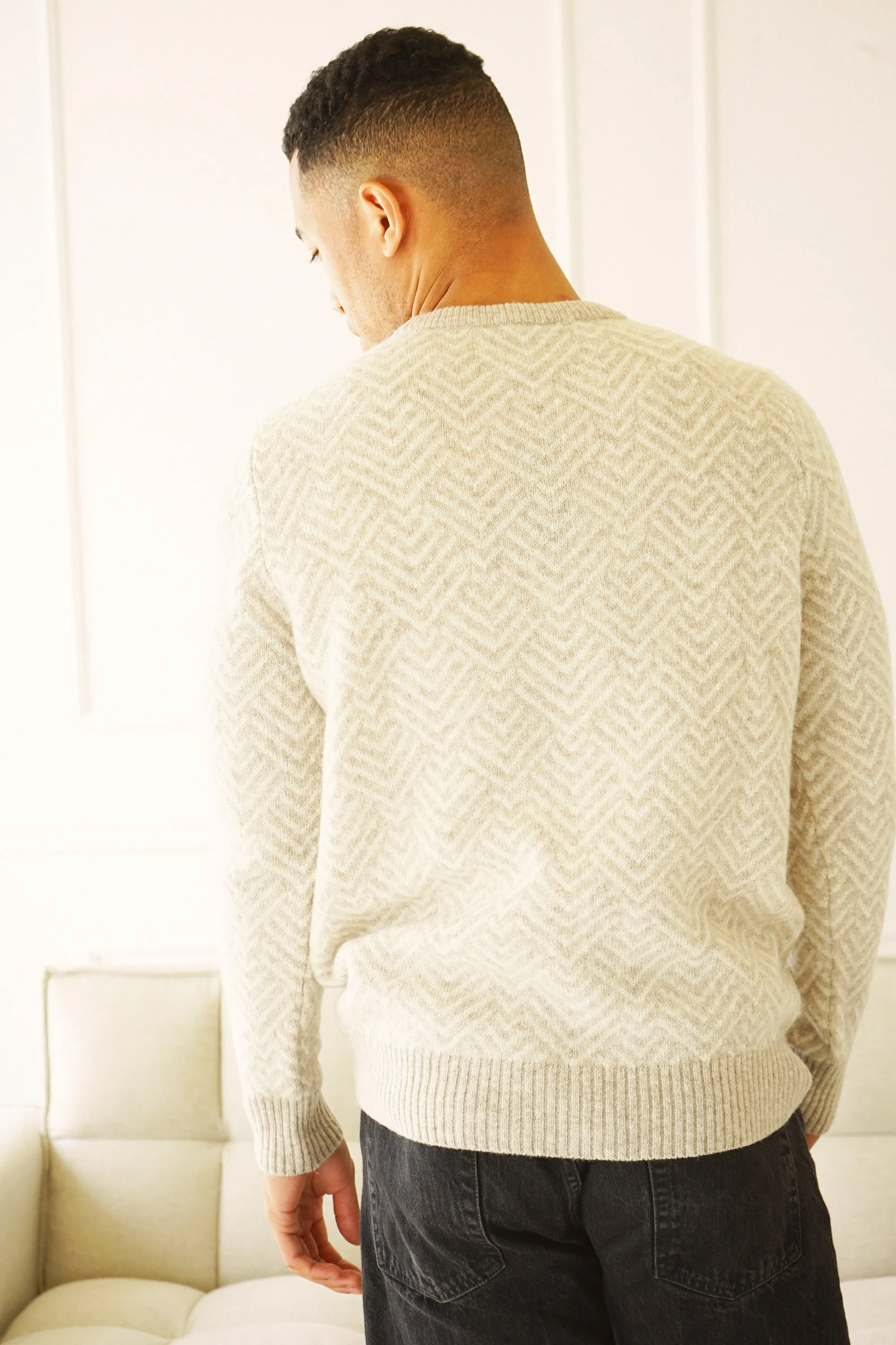 Brisco Beige Herringbone Sweater