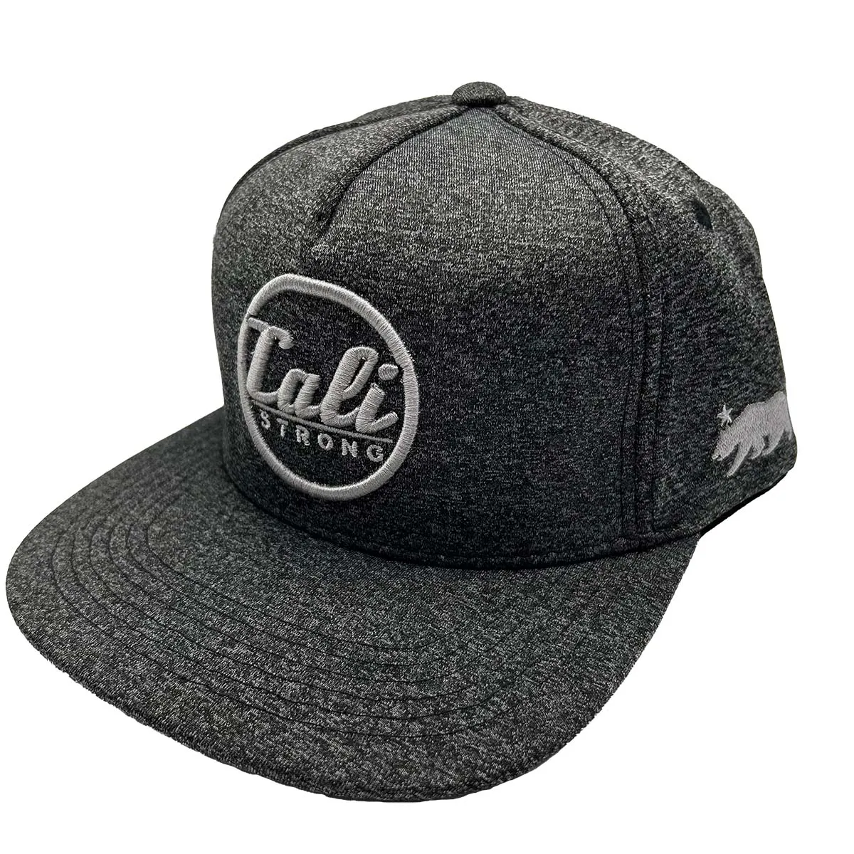 CALI Strong Classic Flat Bill Snapback Dark Grey Heather Silver