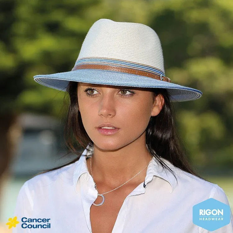 Cancer Council Heritage Town & Country Hat - Ivory/Blue