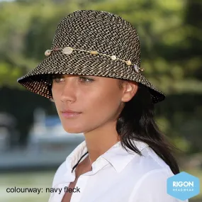 Cancer Council Ladies Bohemian Bucket Hat- Navy Fleck