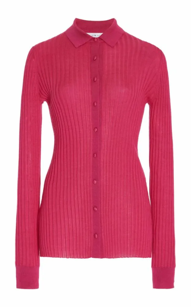 Cavalieri Knit Shirt in Fuchsia Cashmere Silk