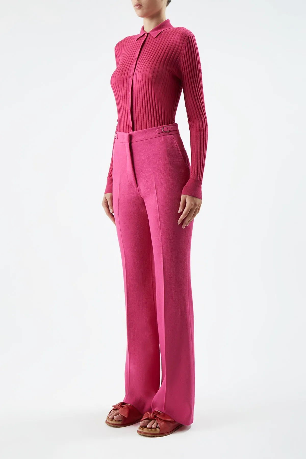 Cavalieri Knit Shirt in Fuchsia Cashmere Silk