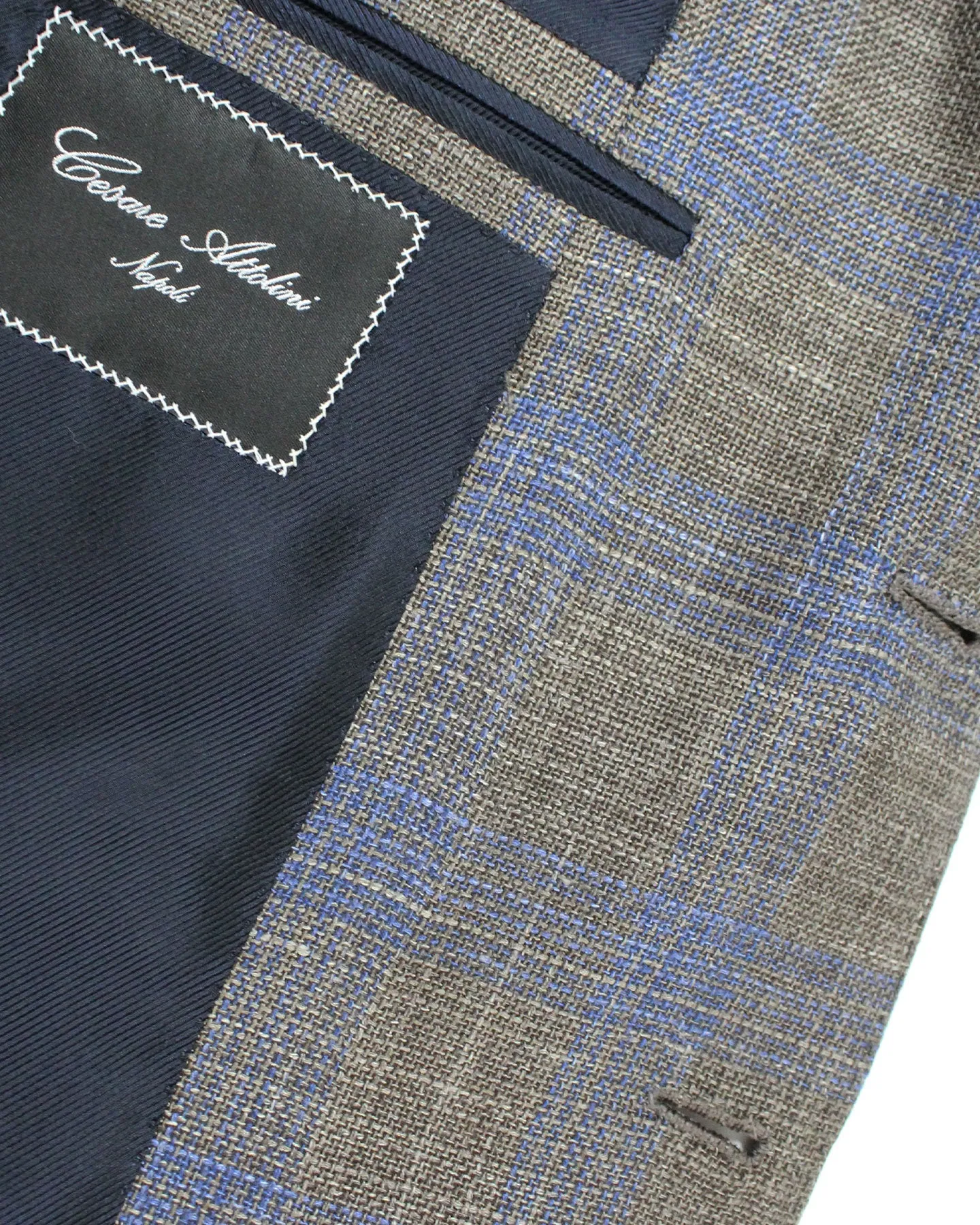 Cesare Attolini Sport Coat Brown Midnight Blue Plaid Blazer EU 50/ US 40