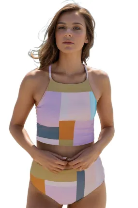 Color Block Spaghetti Strap Two-Piece Swim Set