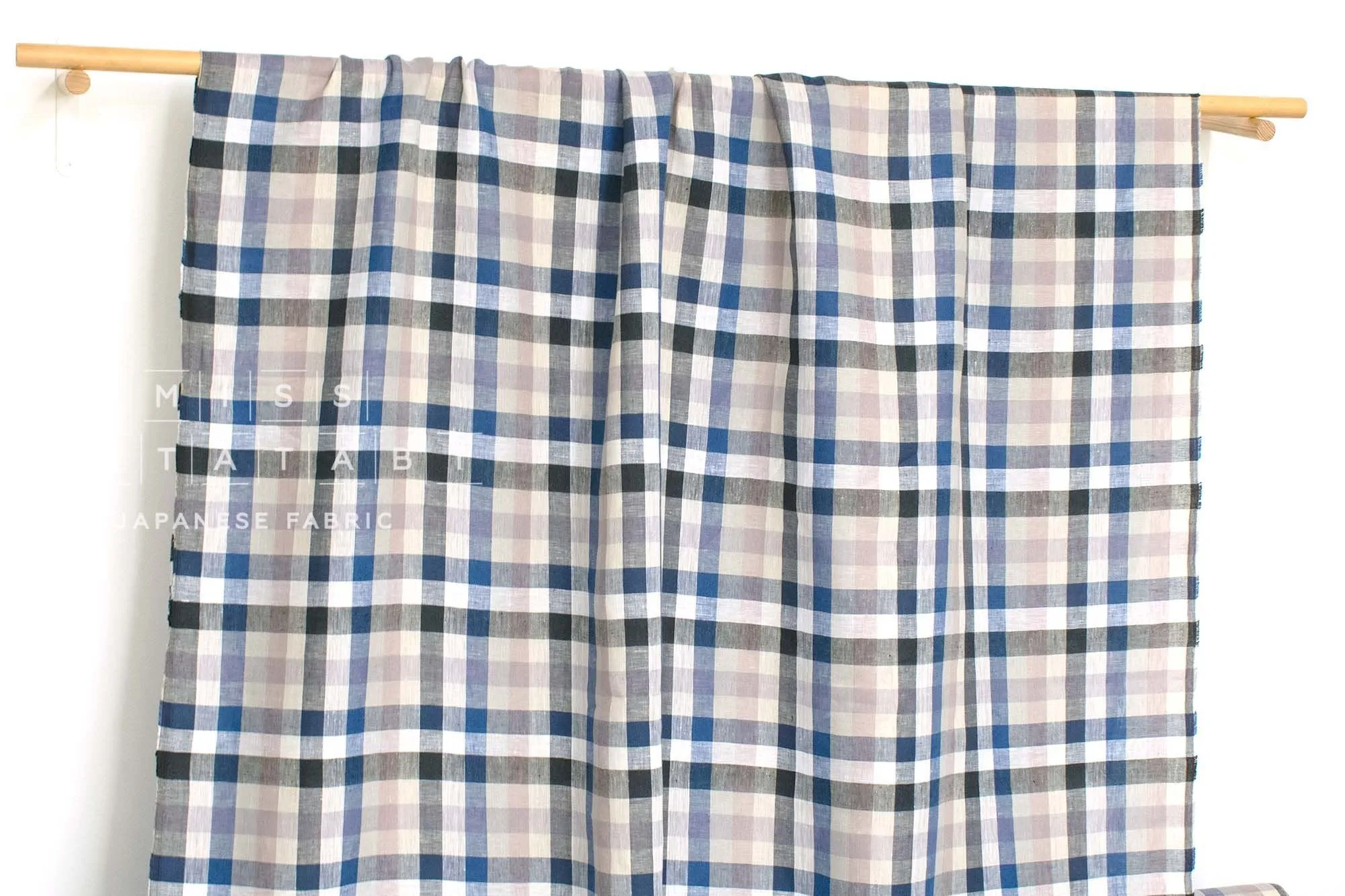 DEADSTOCK 100% Linen Check Plaid - 46