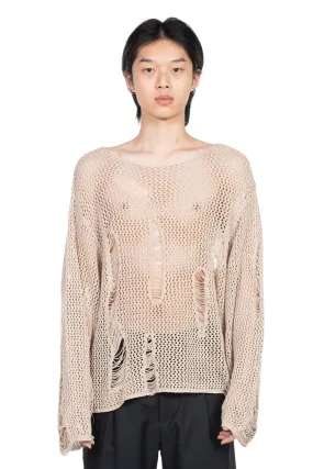 Destroyed Knit Jumper Beige