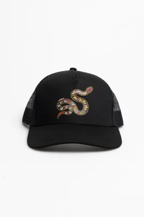 Durrin (Snake) Black Front Trucker Cap