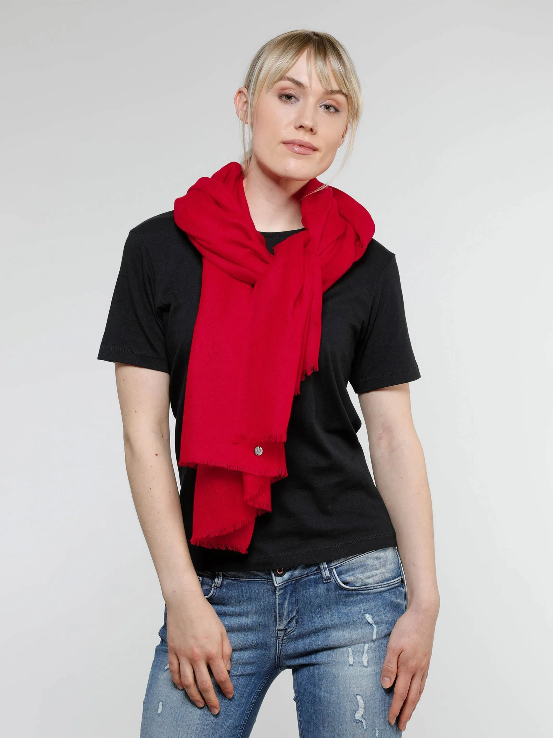 Einfarbige Pashmina aus reiner Wolle