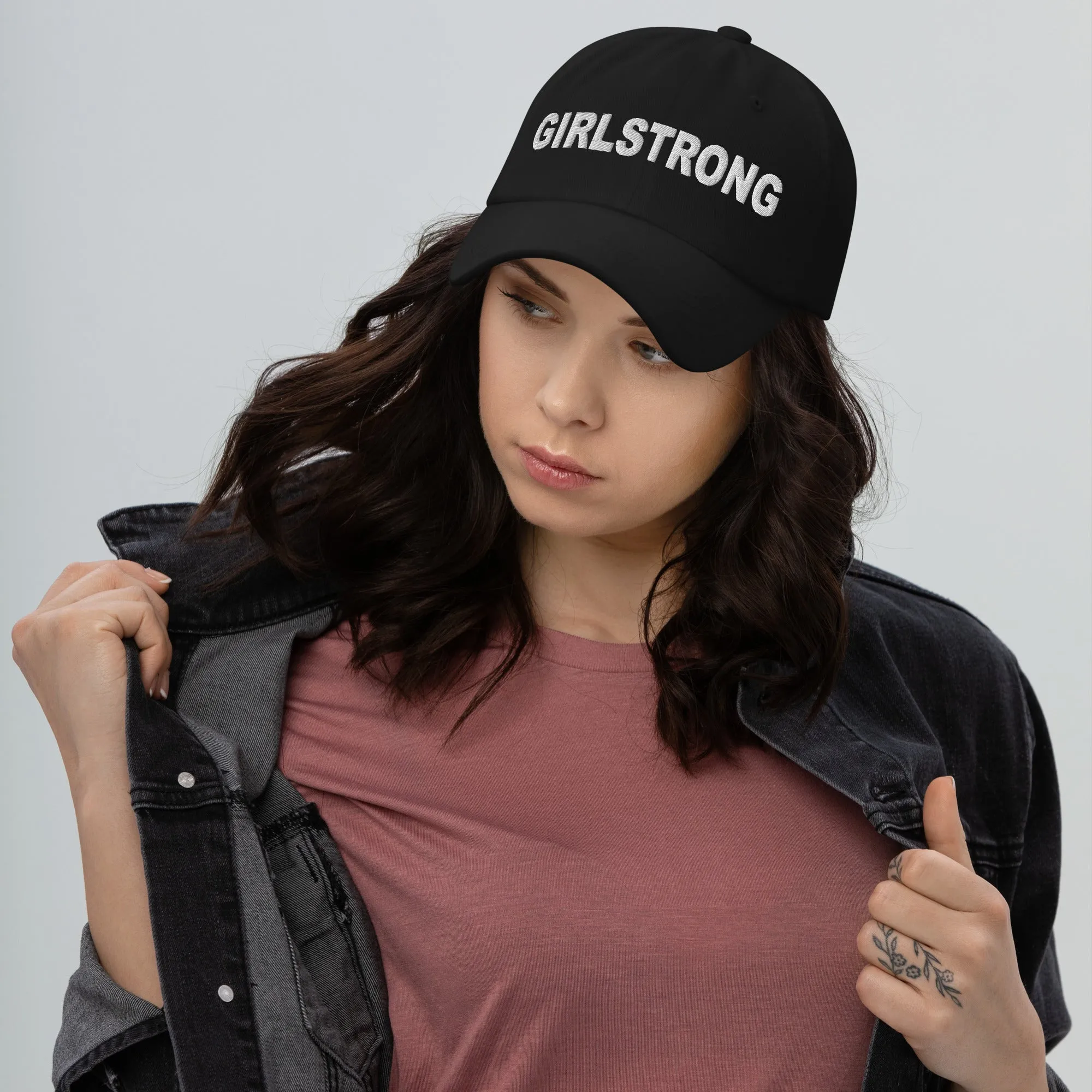 ELEVATED BASICS, BLACK BASEBALL CAP GIRLSTRONG AVAILABLE IN 12 TRENDY COLORS