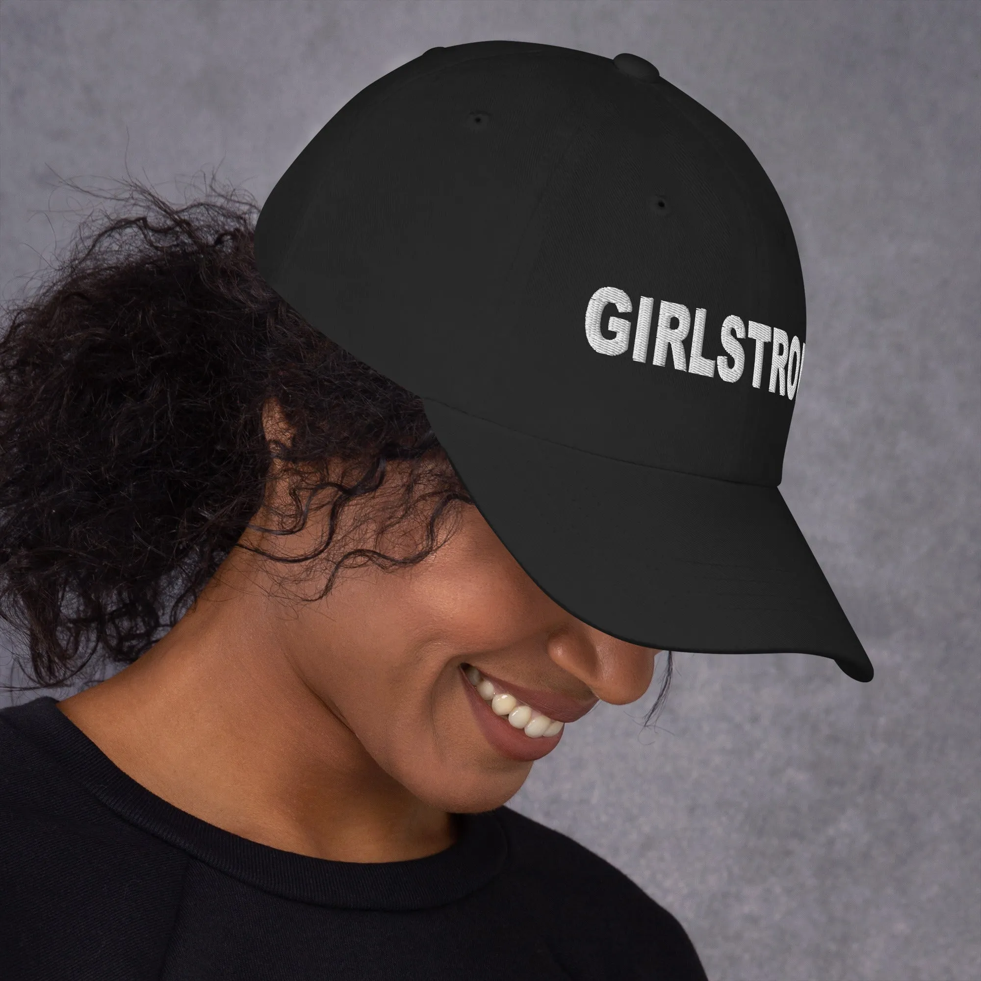 ELEVATED BASICS, BLACK BASEBALL CAP GIRLSTRONG AVAILABLE IN 12 TRENDY COLORS