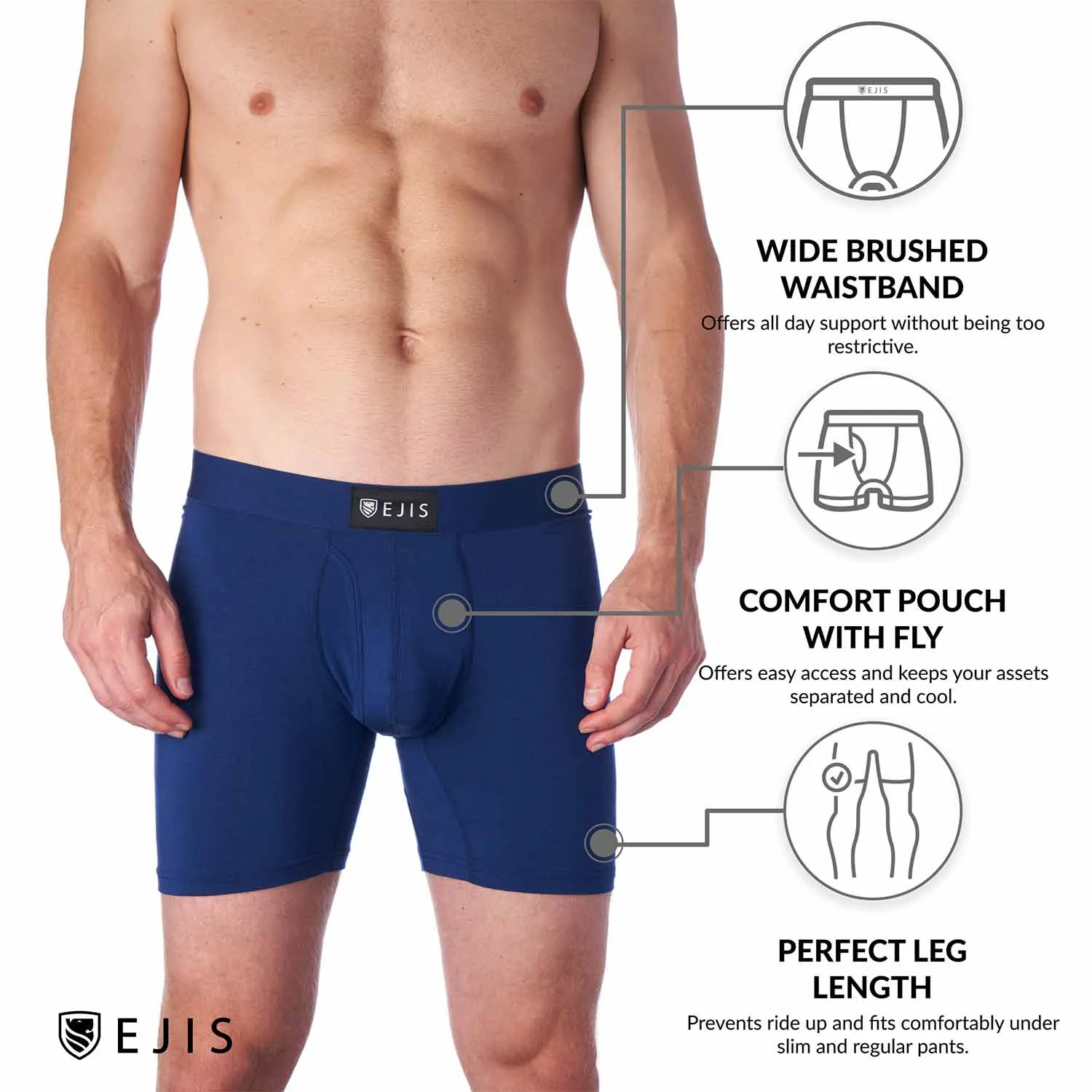 Essential Men's Boxer Briefs with Fly - Black 6-Pack