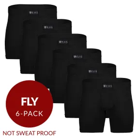 Essential Men's Boxer Briefs with Fly - Black 6-Pack