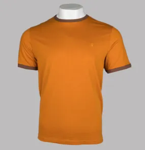 Farah Groves Ringer T-Shirt Ochre Brown