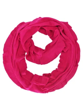 Feminine Ruffled Knit Winter Infinity Scarf