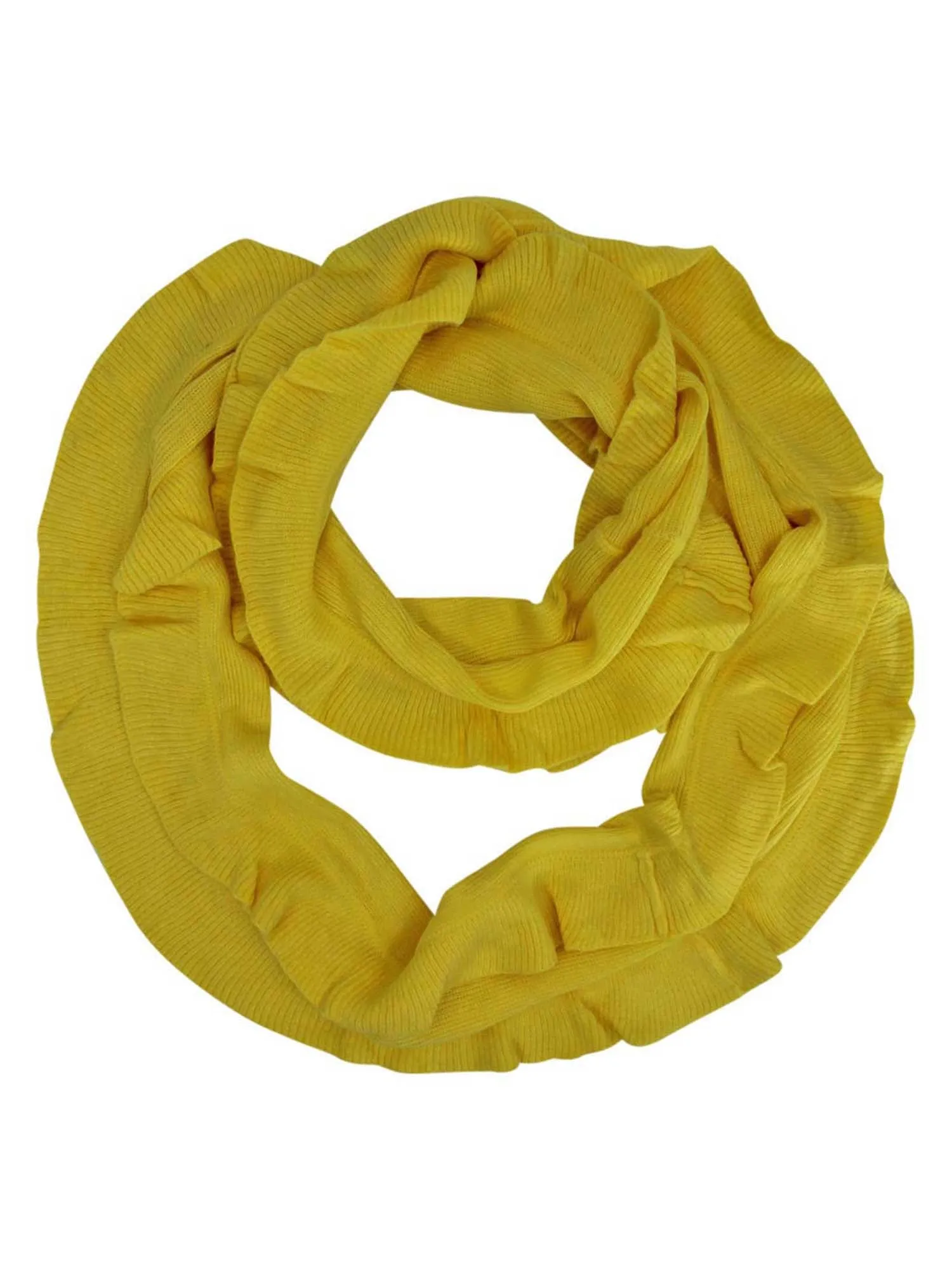 Feminine Ruffled Knit Winter Infinity Scarf