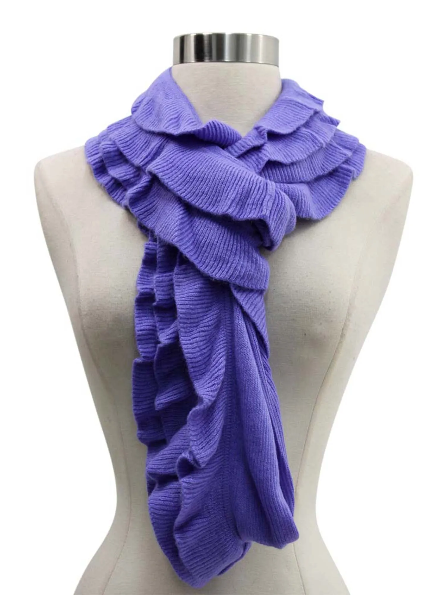 Feminine Ruffled Knit Winter Infinity Scarf