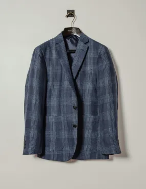 FINAL SALE: BKT35 Unstructured Jacket in Navy Linen Plaid