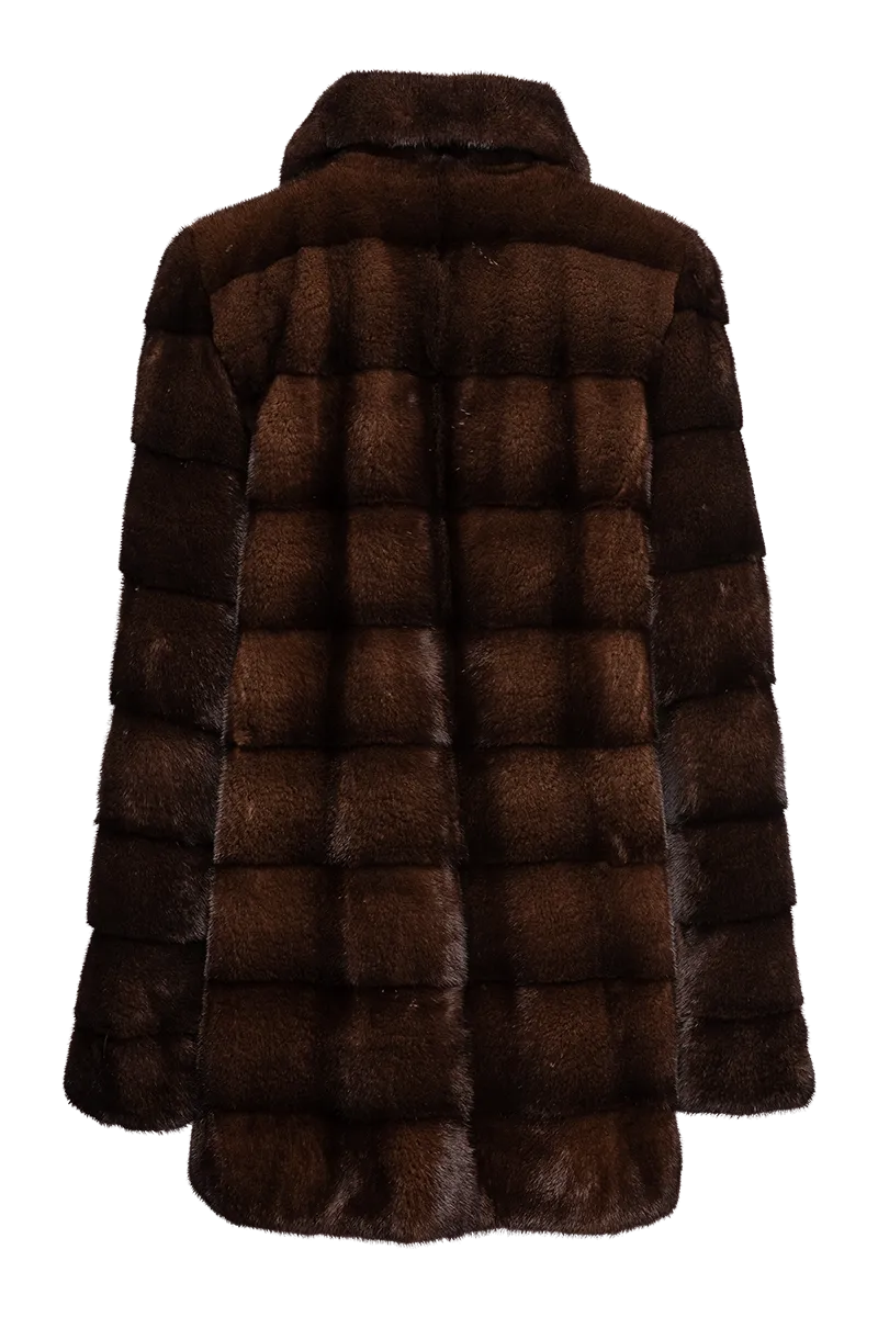 Fitted Horizontal Mahogany Mink Fur Jacket