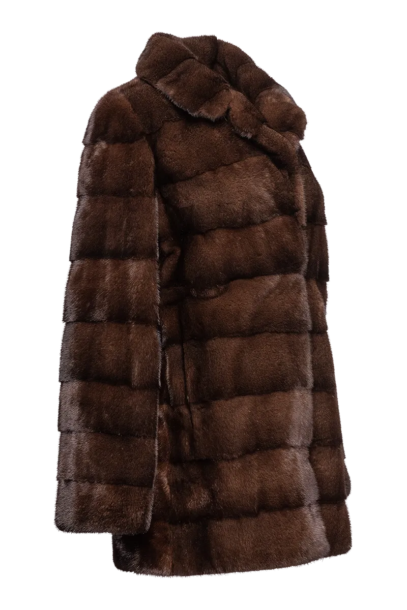 Fitted Horizontal Mahogany Mink Fur Jacket