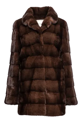 Fitted Horizontal Mahogany Mink Fur Jacket