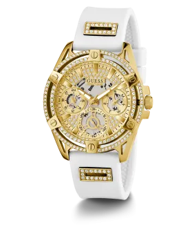 GUESS Ladies White Gold Tone Multi-function Watch