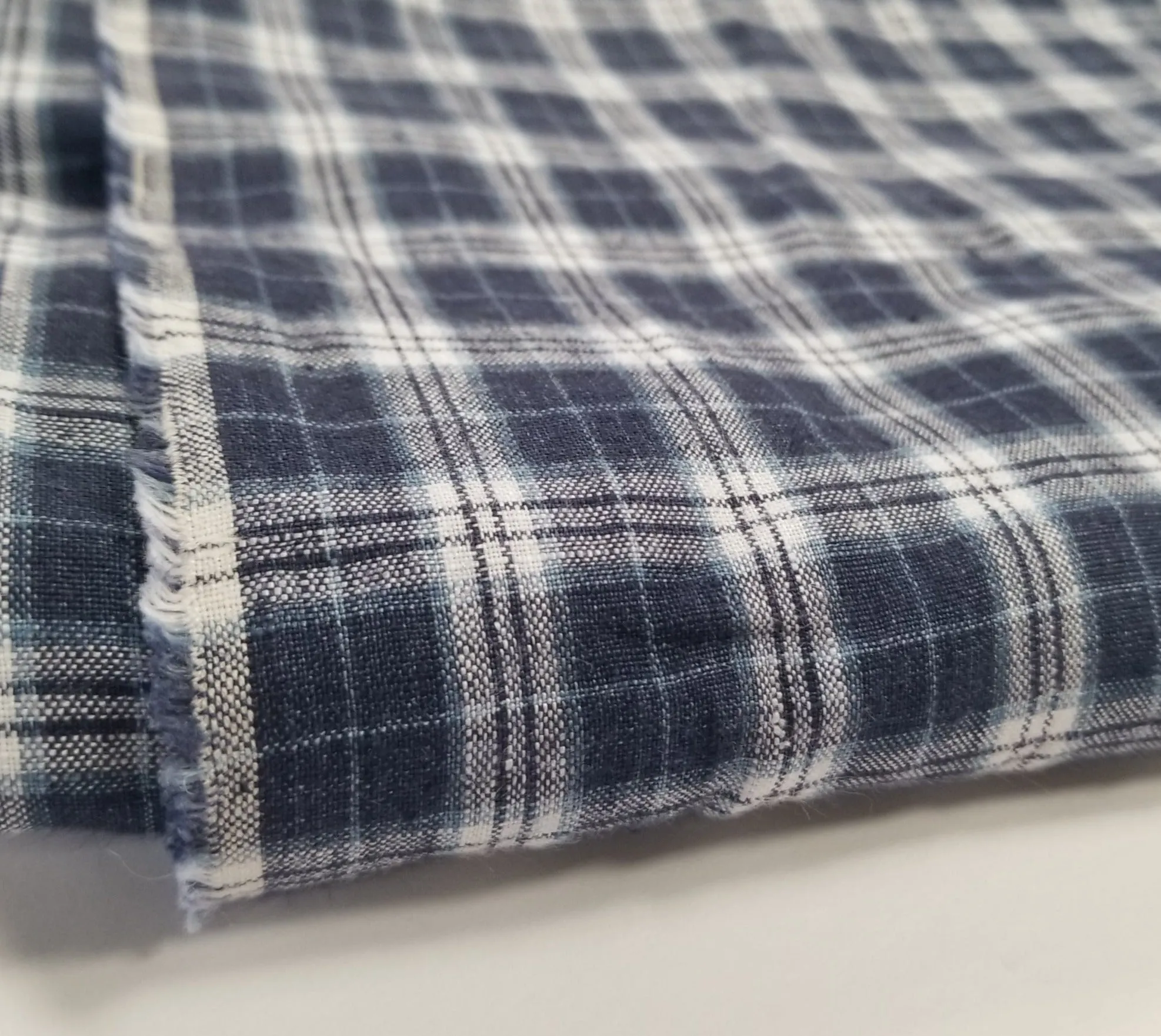 Irish Linen Navy Plaid Spence  Bryson Woven 167 GSM- by the yard