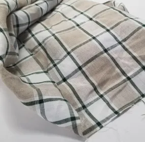 Irish Linen Plaid Green and Tan Bryson Woven 194 GSM- by the yard