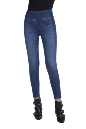 Jeggings WOWU vita alta con zip più ricamo tasca denim