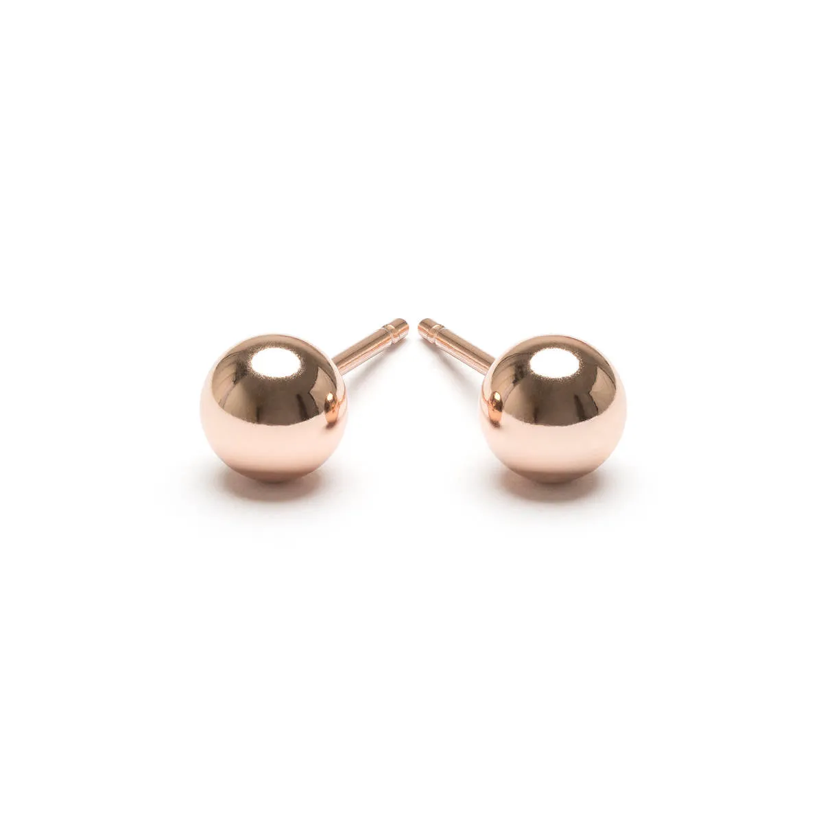 Medium Ball Stud Earrings Rose Gold Plated