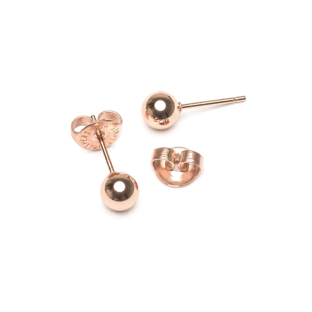 Medium Ball Stud Earrings Rose Gold Plated