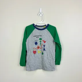 Mini Boden Glowing Space Raglan T-shirt Grey Marl/Green Aliens 5-6