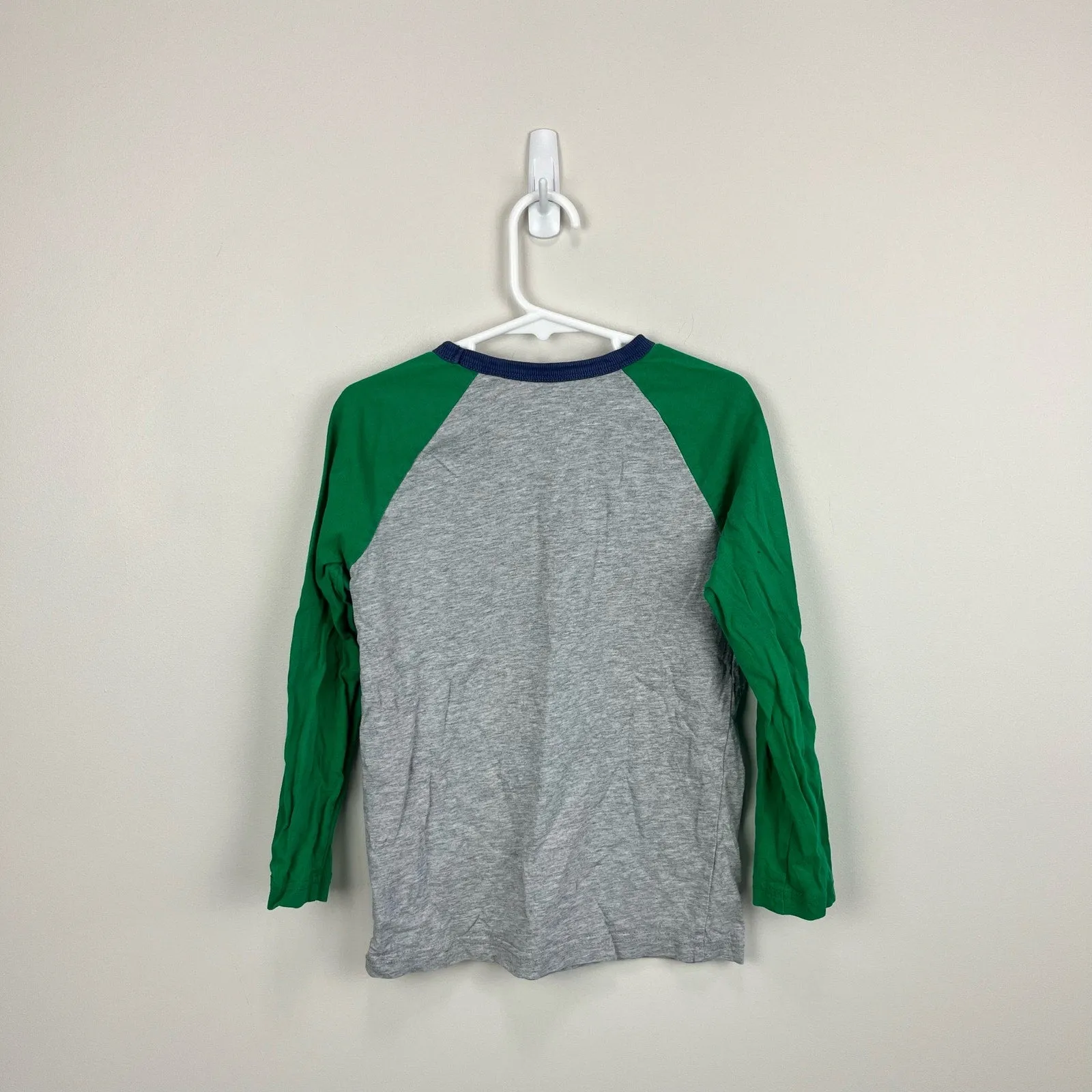 Mini Boden Glowing Space Raglan T-shirt Grey Marl/Green Aliens 5-6