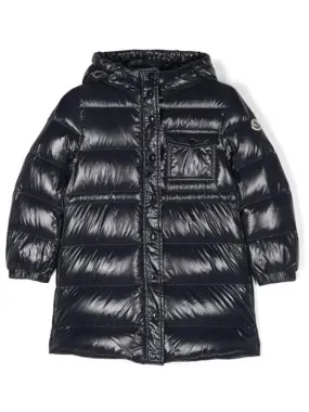 Moncler Junior 12 DACCA Hooded Long Down Coat Navy