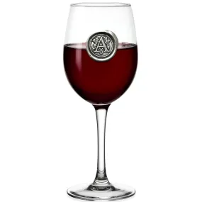 Monogram Wine Glass Personalised Gift With Pewter Initial